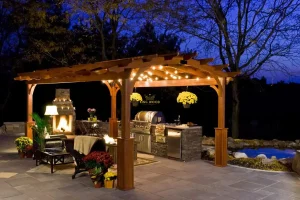 ساخت پرگولا چوبی در باغ